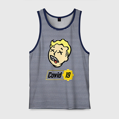 Мужская майка Vault boy - covid 19 / Синяя тельняшка – фото 1