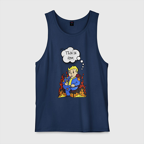 Мужская майка Vault boy in the fire / Тёмно-синий – фото 1