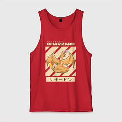 Майка мужская хлопок Покемоны Чаризард Charizard, цвет: красный