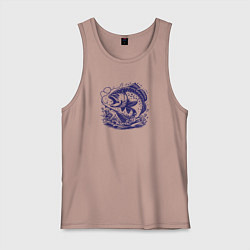 Майка мужская хлопок Рыба в брызгах воды, цвет: пыльно-розовый