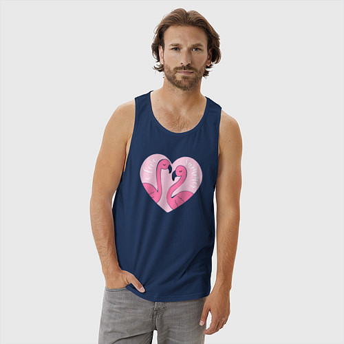 Мужская майка Летние фламинго / Тёмно-синий – фото 3