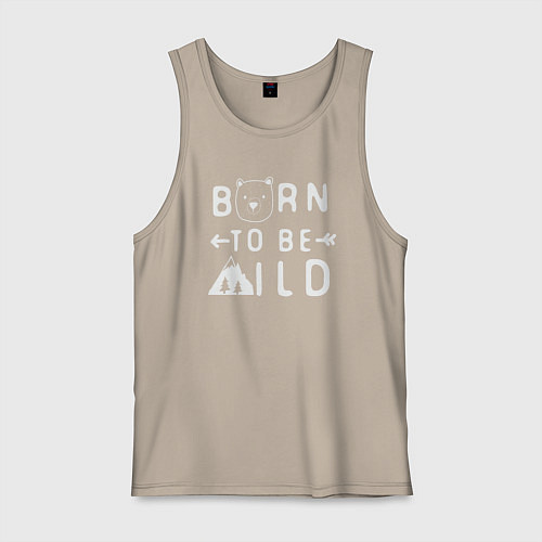 Мужская майка Мишка - рождён диким / Миндальный – фото 1