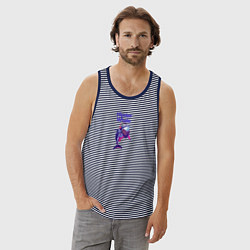 Майка мужская хлопок Hipster whale, цвет: синяя тельняшка — фото 2