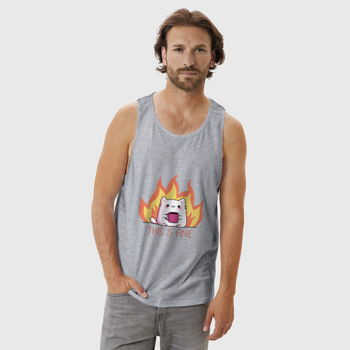 Мужская майка Котик в порядке / Меланж – фото 3