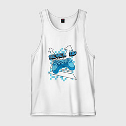 Майка мужская хлопок Повышая уровень, цвет: белый