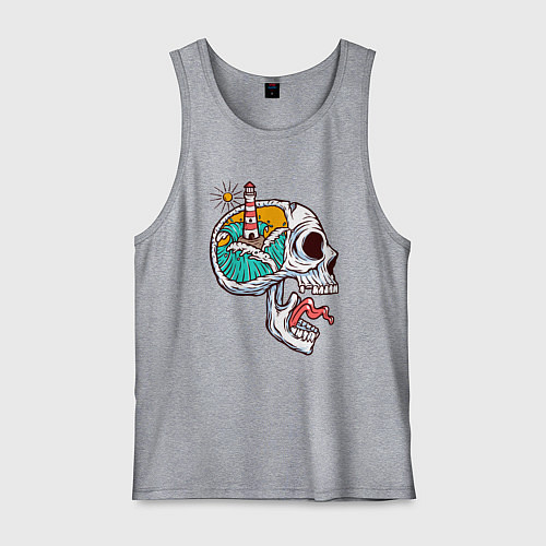 Мужская майка Маяк в черепе / Меланж – фото 1