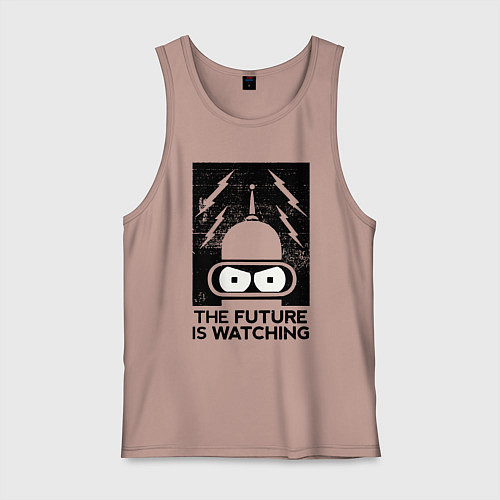 Мужская майка Бендер - будущее наблюдает / Пыльно-розовый – фото 1