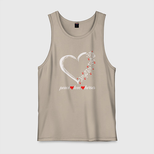 Мужская майка Мир любовь и лошади / Миндальный – фото 1