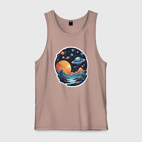 Мужская майка Далеко в космосе планеты / Пыльно-розовый – фото 1