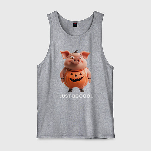 Мужская майка Будь крутым - поросенок хеллоуин / Меланж – фото 1