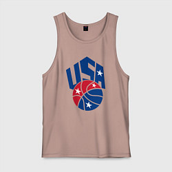 Майка мужская хлопок Баскетбол - США, цвет: пыльно-розовый