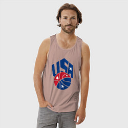 Майка мужская хлопок Баскетбол - США, цвет: пыльно-розовый — фото 2
