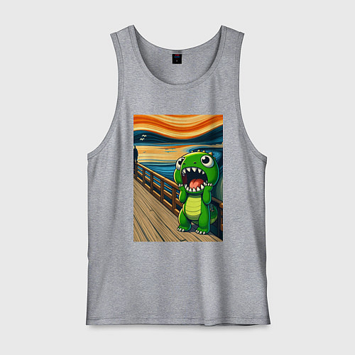 Мужская майка Динозаврик кричит на картине Эдварда Мунка - мем и / Меланж – фото 1