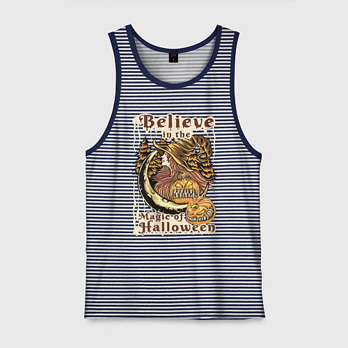 Мужская майка Хэллоуин ведьма / Синяя тельняшка – фото 1