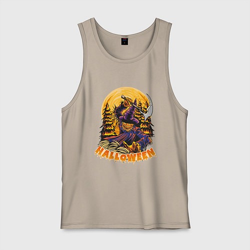 Мужская майка Хэллоуин пугало с косой / Миндальный – фото 1