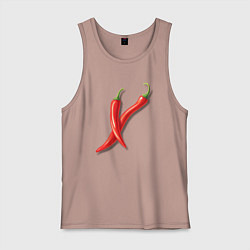 Майка мужская хлопок Два чили перчика, цвет: пыльно-розовый
