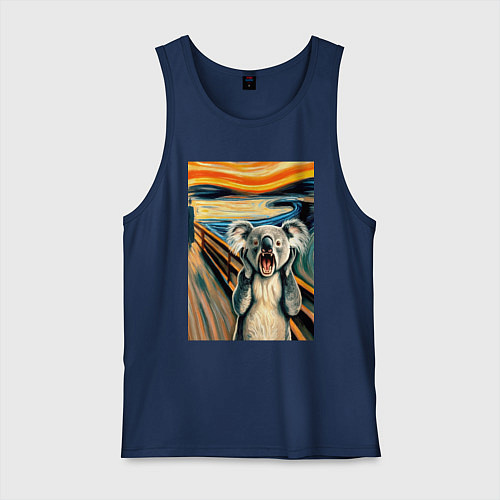 Мужская майка Коала кричит на картине Эдварда Мунка - мем искусс / Тёмно-синий – фото 1