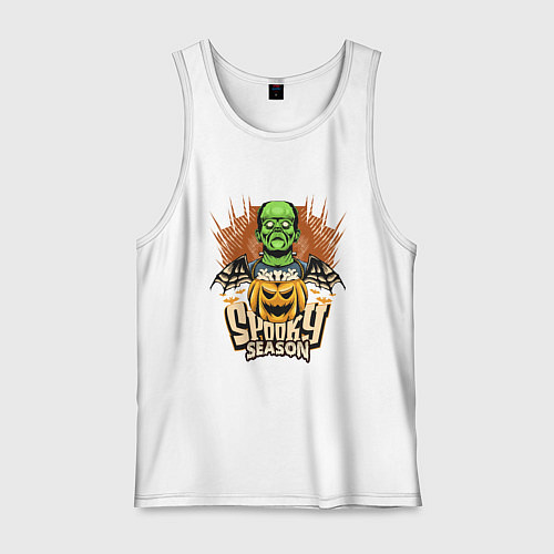 Мужская майка Хэллоуин Франкенштейн spooky season / Белый – фото 1