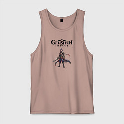 Майка мужская хлопок Косплей Genshin impact boy, цвет: пыльно-розовый