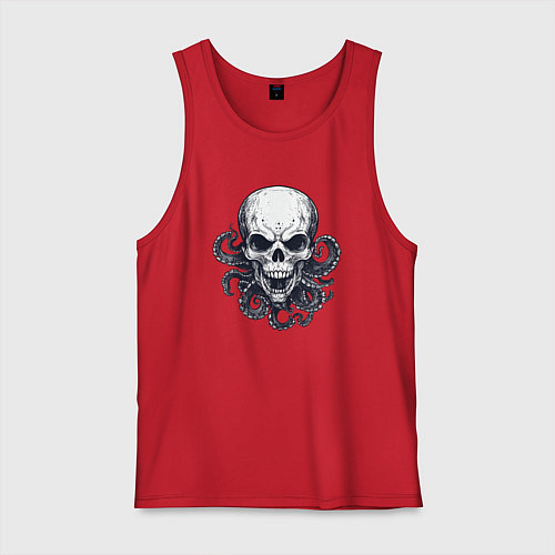 Мужская майка Череп с щупальцами / Красный – фото 1