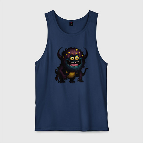 Мужская майка Страшный черный монстрик / Тёмно-синий – фото 1