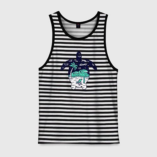 Мужская майка Space turtle / Черная тельняшка – фото 1