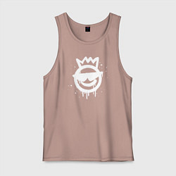 Майка мужская хлопок Смайлик в короне - граффити, цвет: пыльно-розовый