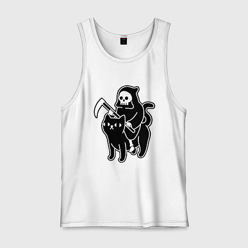 Мужская майка Жнец и его кот / Белый – фото 1