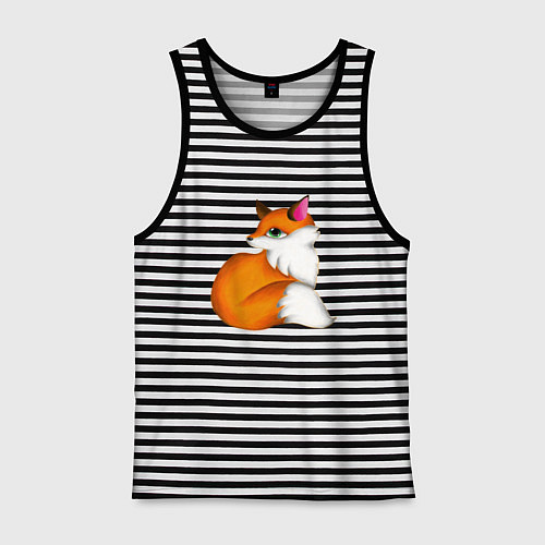 Мужская майка Лисичка на чиле / Черная тельняшка – фото 1