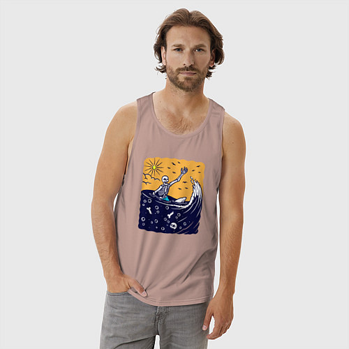 Мужская майка Скелетик в море / Пыльно-розовый – фото 3