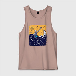 Майка мужская хлопок Скелетик в море, цвет: пыльно-розовый