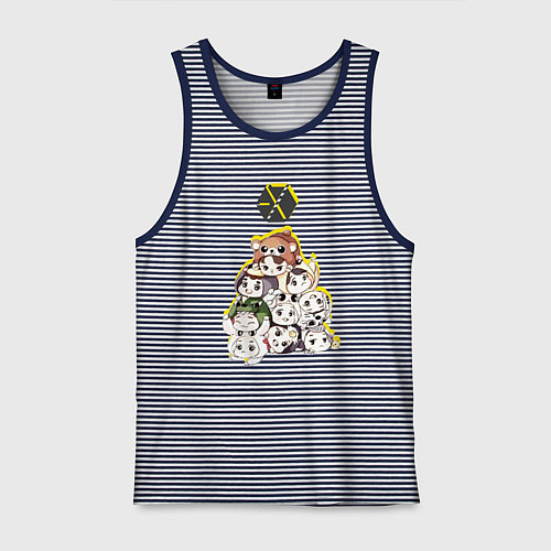 Мужская майка Exo в виде милых зверушек / Синяя тельняшка – фото 1