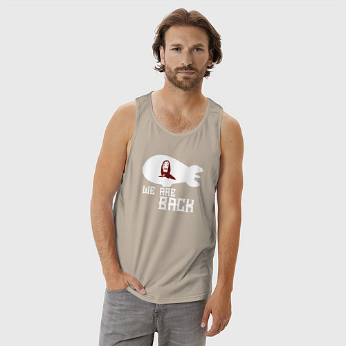 Мужская майка Бумажный дом - мы вернулись / Миндальный – фото 3