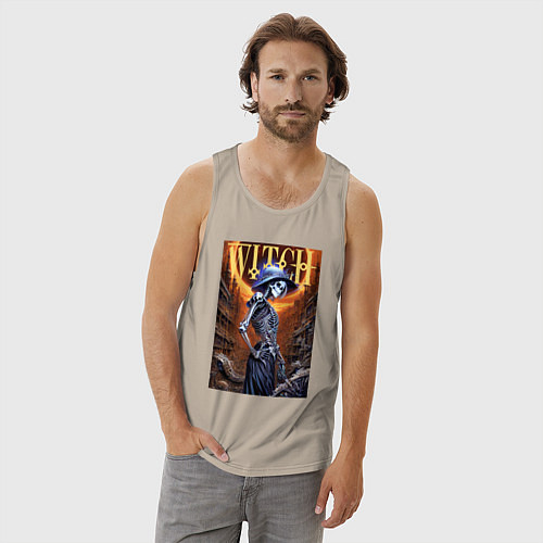 Мужская майка Костлявая ведьма - хэллоуин / Миндальный – фото 3