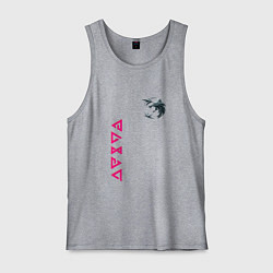 Майка мужская хлопок Ведьмак волк лого, цвет: меланж