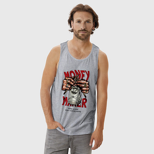 Мужская майка Money maker hands / Меланж – фото 3