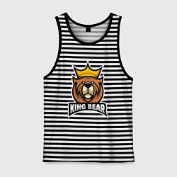 Майка мужская хлопок Медведь король, цвет: черная тельняшка