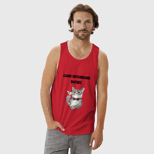 Мужская майка Слово образование высшее / Красный – фото 3
