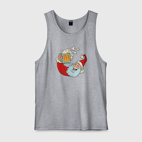 Мужская майка Санта с пивасиком / Меланж – фото 1