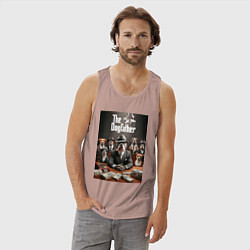 Майка мужская хлопок Dog Corleone and his mafia, цвет: пыльно-розовый — фото 2