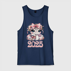 Майка мужская хлопок Милая змейка - 2025, цвет: тёмно-синий