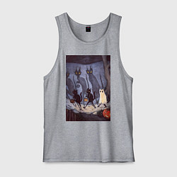 Майка мужская хлопок Коты на хэллоуин, цвет: меланж