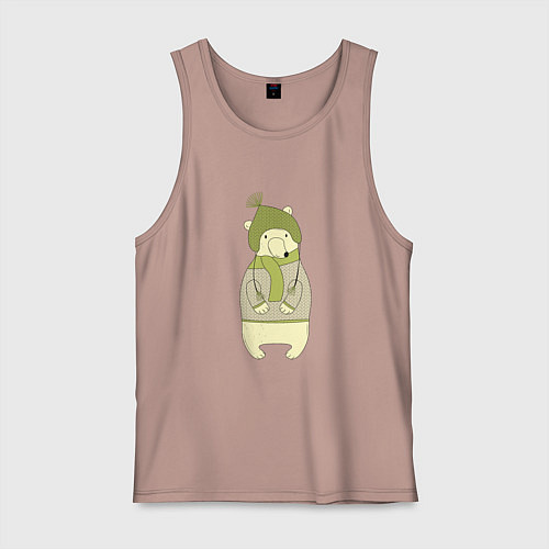 Мужская майка Медведь в свитере / Пыльно-розовый – фото 1