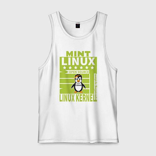 Мужская майка Пингвин линукс минт / Белый – фото 1