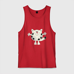 Майка мужская хлопок Кот в лапах, цвет: красный