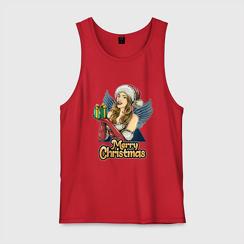 Мужская майка Снегурочка с подарком / Красный – фото 1