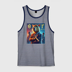 Майка мужская хлопок Capy godfather - the mafia is immortal, цвет: синяя тельняшка