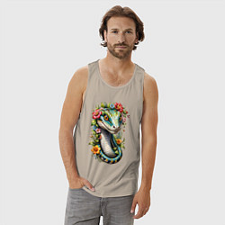 Майка мужская хлопок Символ 2025 года, цвет: миндальный — фото 2