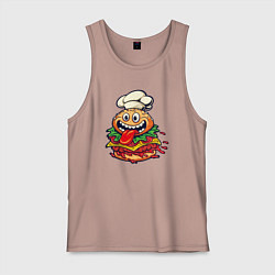 Майка мужская хлопок Радостный гамбургер, цвет: пыльно-розовый