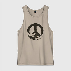 Майка мужская хлопок Peace hugs, цвет: миндальный